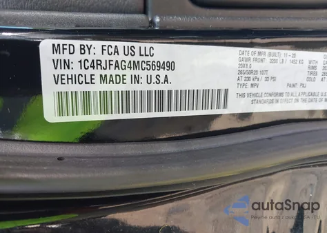 2021 Jeep Grand Cherokee Laredo X 4X4 from USA, damaged, VIN 1C4RJFAG4MC569490